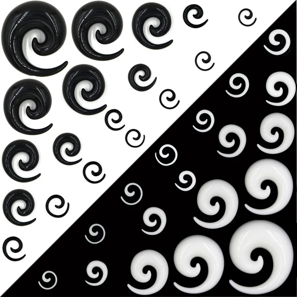 Akrylowy spiralny stożek do uszu Piercing kolczyk wtyczka Expander nosze Earlet wskaźniki 1,2 mm-24 mm