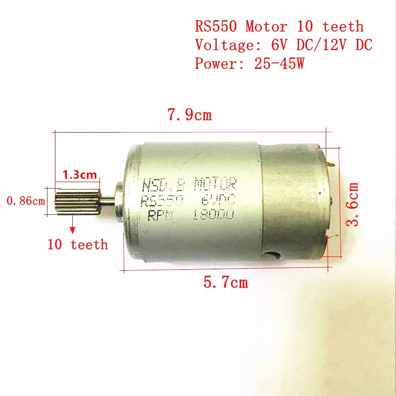 Motor de motor de carro de controle remoto elétrico para crianças 12v dc, motocicleta elétrica kid 6v dc motor elétrico, motor 570 550 380 390