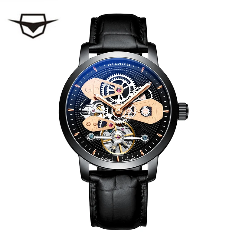 Luminous watch AILANG original top luxury men's automatic mechanical watch hollow gear sport waterproof watch leather business