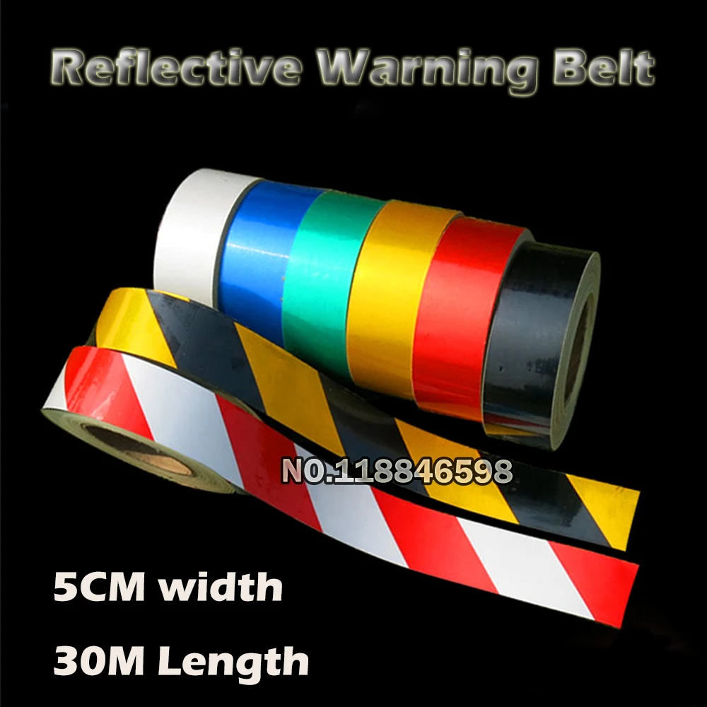 Stickers Safety Warning Conspicuity Adhesive Road Traffic Tap Reflective Tape 5x3000cm/Roll