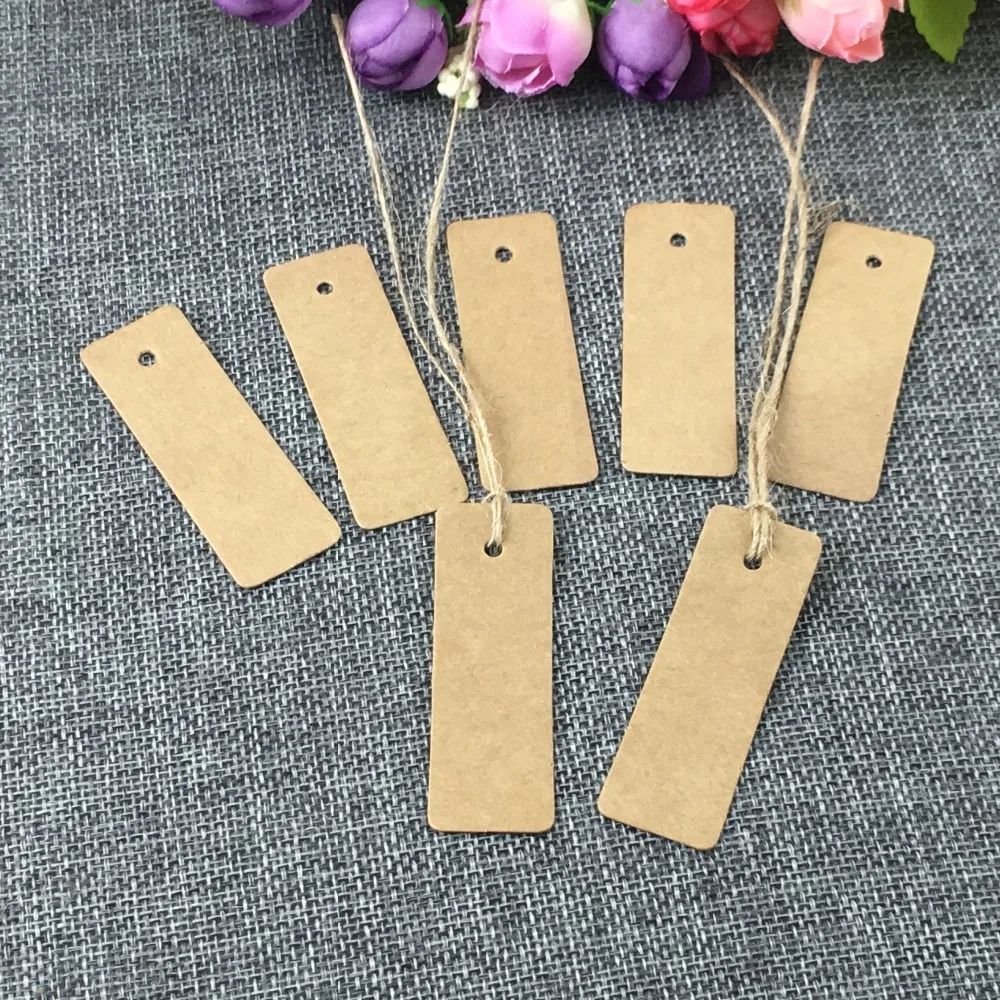 1000pcs Brown Hang Tags with free hemp Rope, PriceTags/Gift Tag Packaging Labels Blank Paper Cards For Jewelry/Box/Notebook/gift