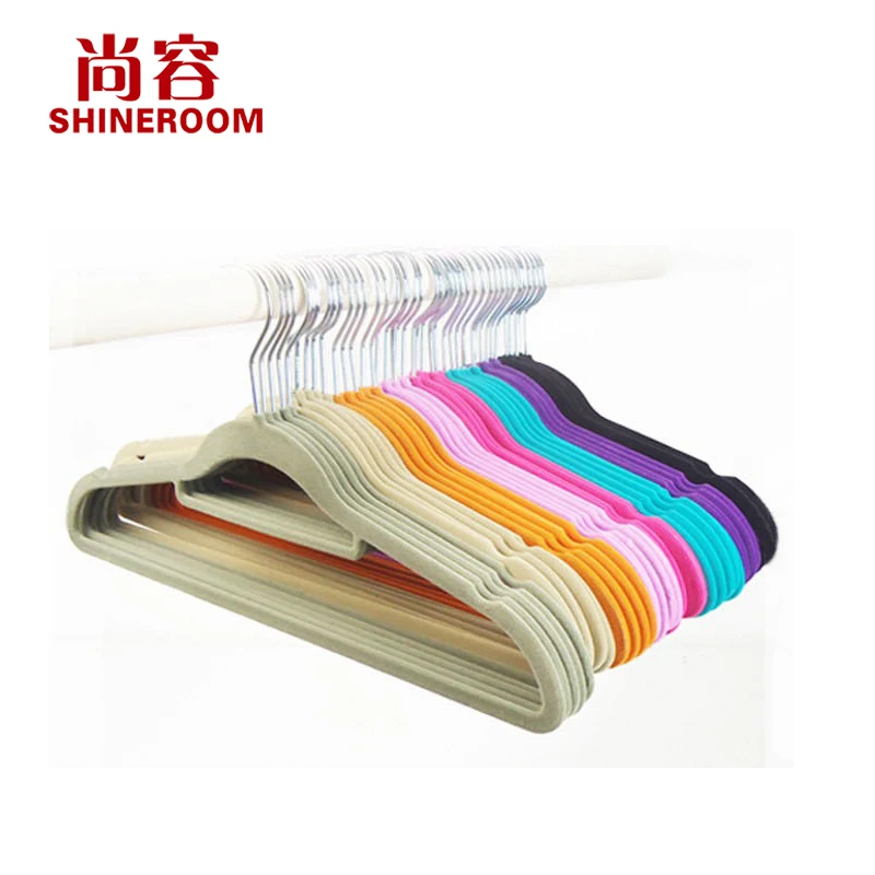 

10pcs/lot huggable Velvet Hangers With Cascading Hook Indent And Tie Bar Or Laundry Hangers Free Shipping