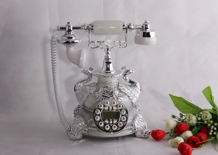 Fashion boutique creative jade European vintage antique telephone landline telephone Silver