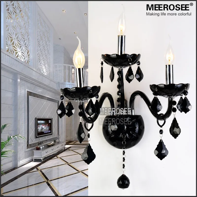 

Modern Crystal Wall Bracket Bra Lamp Retro Black Crystal Wall Light Glass Arms Wall Lighting Fixture for Restaurant Lustre