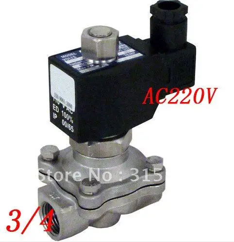 

Free Shipping 5PCS/Lot Water Fuel NC Switch 3/4" Stainless Steel VITON Electric Solenoid Valve AC220V