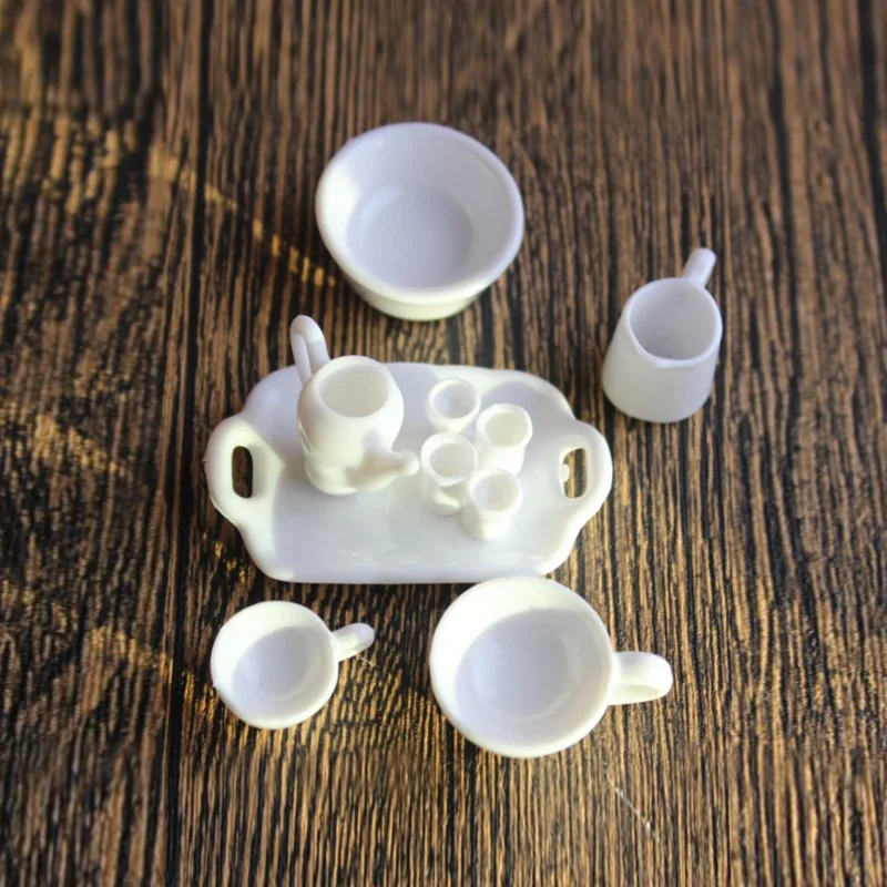 Simulation Kitchen Cup Plate Set Miniature Figurine Pretend play Kitchen Toy Doll House DIY Accessories gift Baby Gift