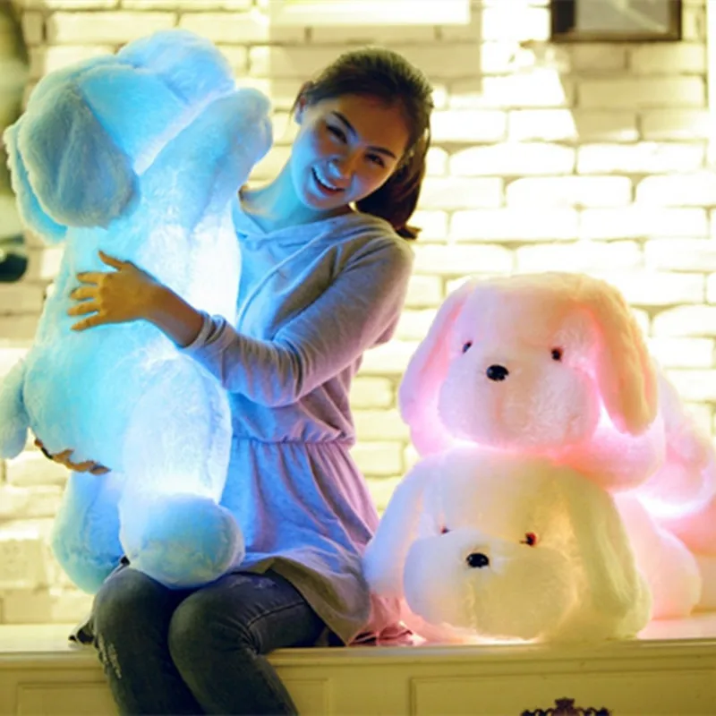 Kawaii Creative Night Light LED Lovely Dog Stuffed Toy and Plush Toys Doll Best Birthday Christmas Gift for Kids Children Friend