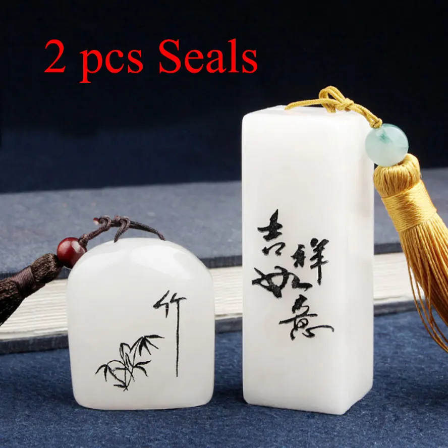 2 pcs/set  Chinese Traditional stamp seal stone for painting calligraphy office name seal art supplies free carve for you