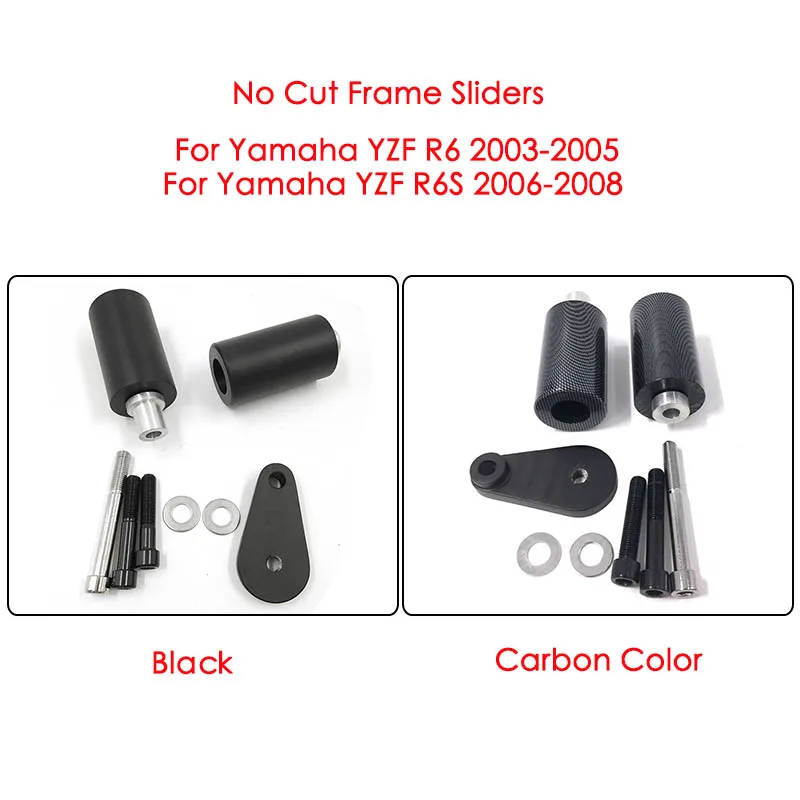 MTCLUB  No Cut Frame Sliders Crash Falling Protection for For Yamaha YZF R6 2003 2004 2005 also Fit YZF R6S 2006 2007 2008