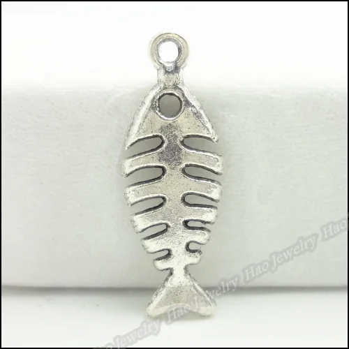 

100 pcs Vintage Charms Fishbone Pendant Antique silver Fit Bracelets Necklace DIY Metal Jewelry Making