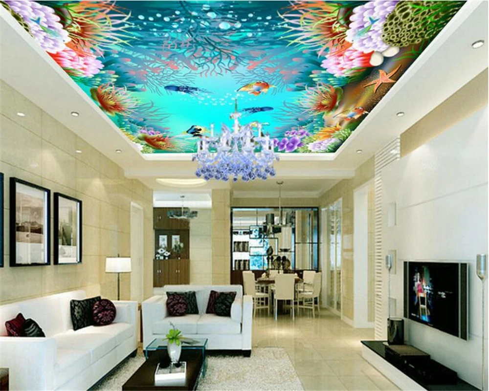 beibehang Custom fashion dream wallpaper 3D undersea world sea Museum ceiling background papel de parede wallpaper for walls 3 d