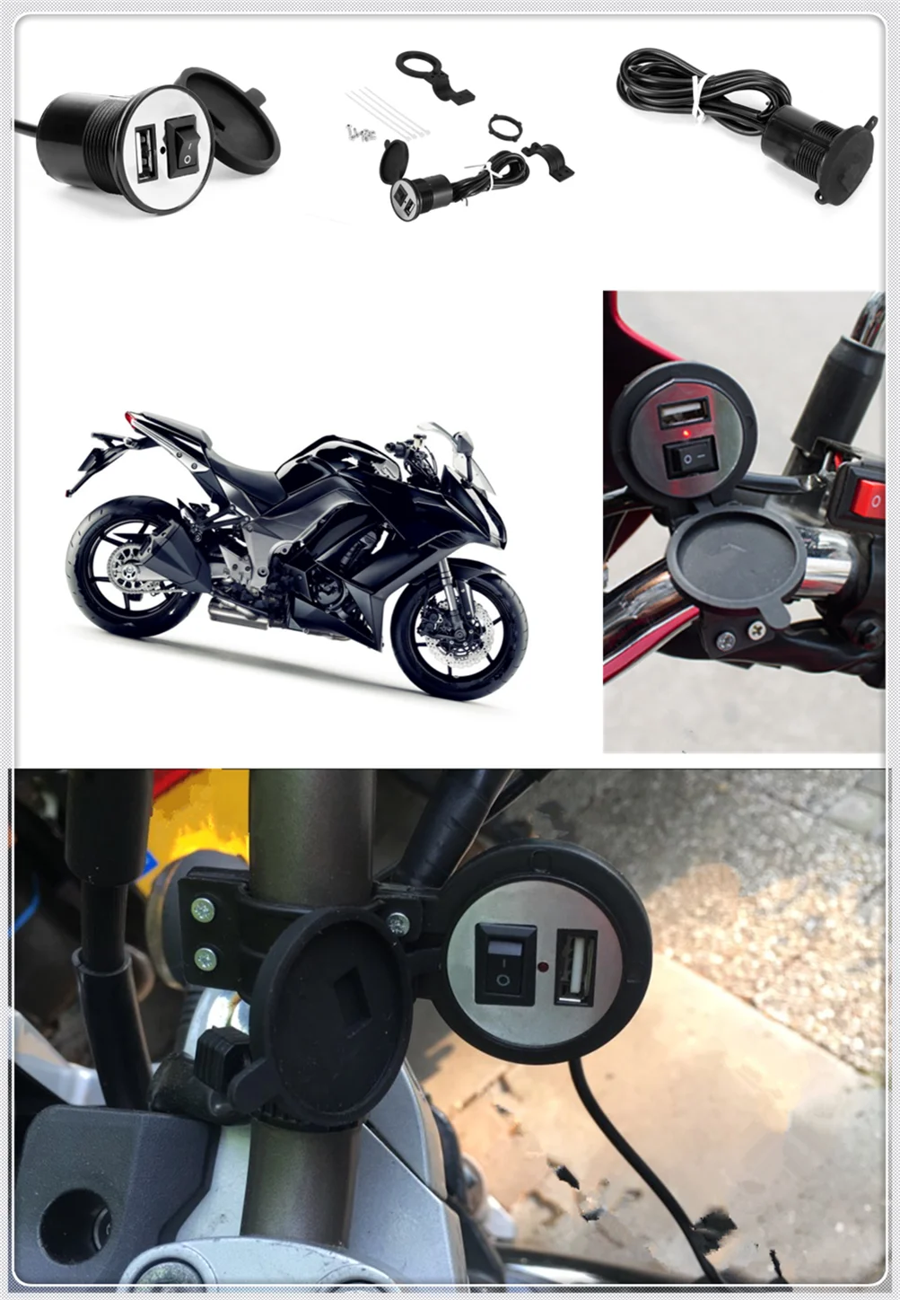 12-24V motorcycle USB charger power adapter waterproof for YAMAHA FZ-09 MT-09 SR FZ6 FAZER FZ6R FZ8 MT-07 FZ-07