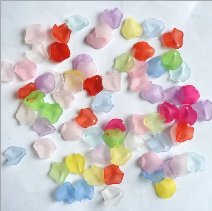 20g/lot 20 Colors 15*16mm Acrylic Leaf Petals Flower Frosted Acrylic Spacers Beads For Wedding Earrings DIY Makeing Accessories