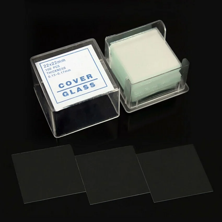 22x22mm 100 pces/1 caixa microscópio capa slides de vidro capa slides para preparação de acessórios espécime business & industrial