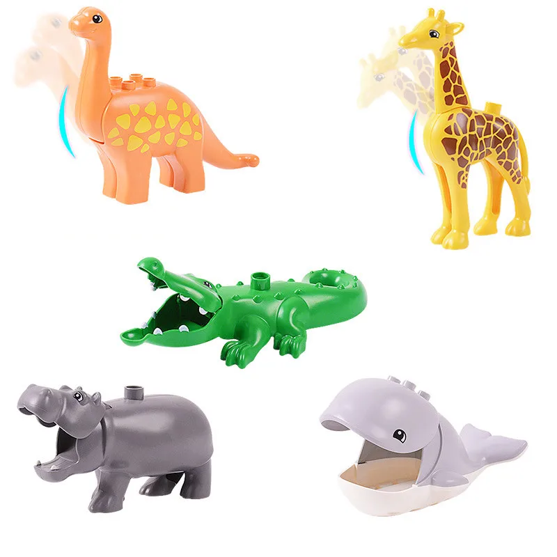 Kids Big Size Diy Building Blocks Animal Accessories Figures Lion Panda Compatible with Assembly Kids Toys for Children Gifts