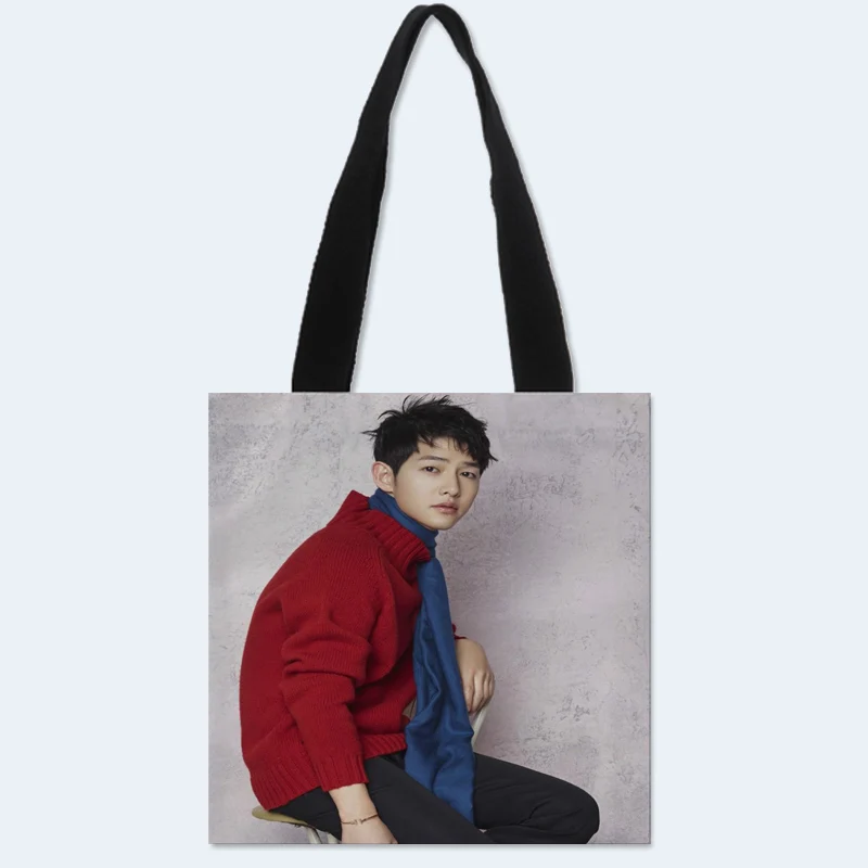 Custom Song Joong Ki printing shoulder bag canvas tote bag shopping travel bags book handbag Two sides printed custom logo