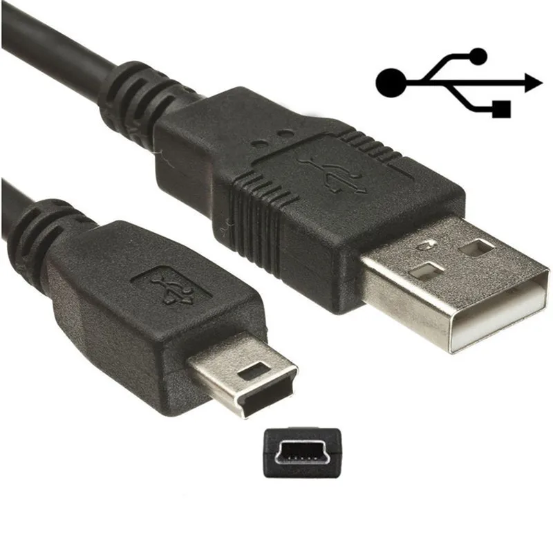 Black USB 2.0 5-Pin Data Charger Cable for Ps3 Game Wireless Controller Connect Computer Play And Charge 1.8M