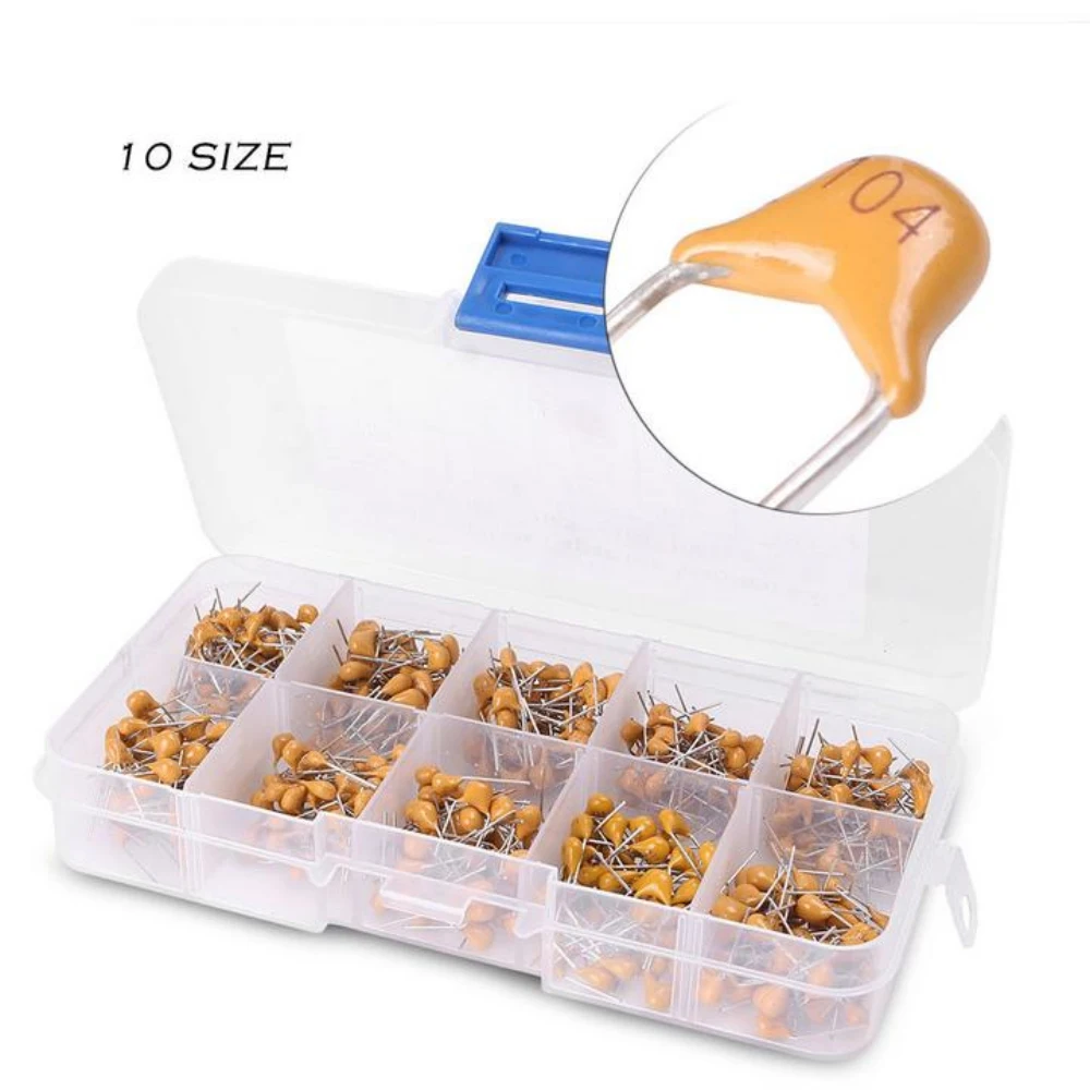 500PCS Electronic Ceramic Capacitor Assorted Kit w/ Box 10 Value 50V 0.1uF~10uF