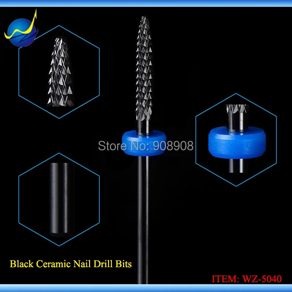 1pc Nail Drill Black Ceramic Foot Bits Ceramic Beauty Care Nail Art File Manicure Pedicure Salon Electric Drilling Machine Tool