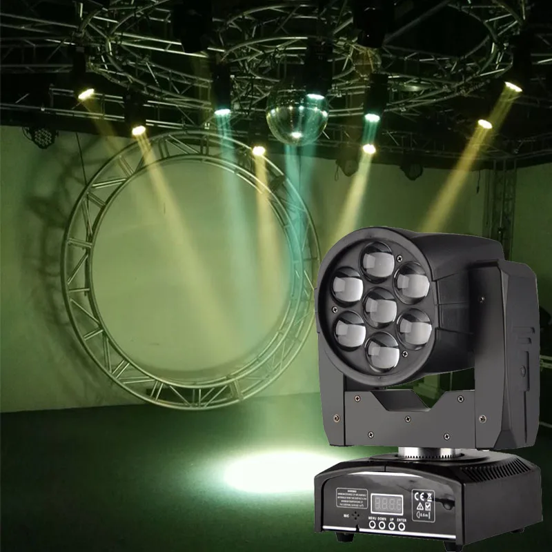 RGBW 4IN1 7x12W Zoom LED Mini Wash/Beam Light DMX512 Moving Head Light Professional DJ Disco Bar Party Show Stage Lighting