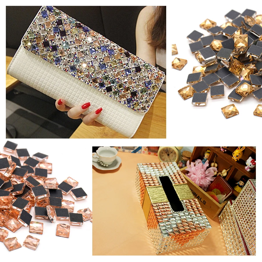 4-10mm Multi Color Square Shape Hotfix Glass Rhinestones DMC Hot fix Crystal Stones for DIY Clothes Creative Design