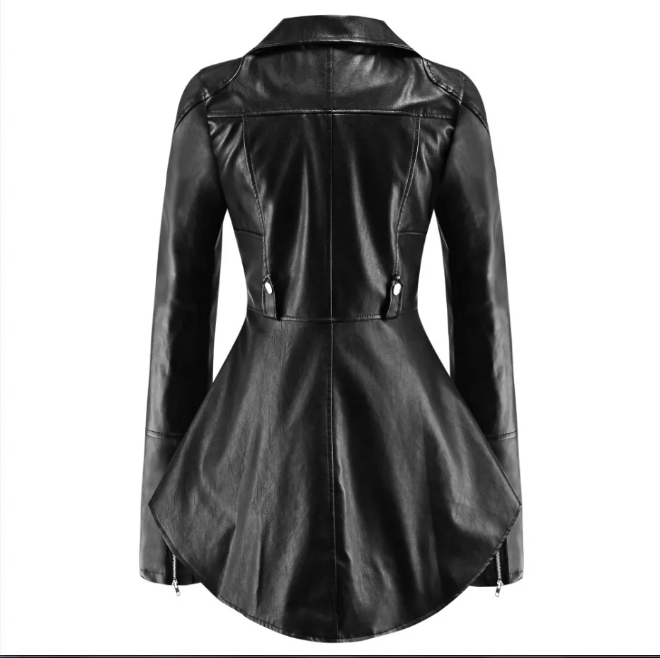 HOT Gothic faux leather PU Jackets Women Winter Fashion Motorcycle Black faux leather coats Trend Jacket