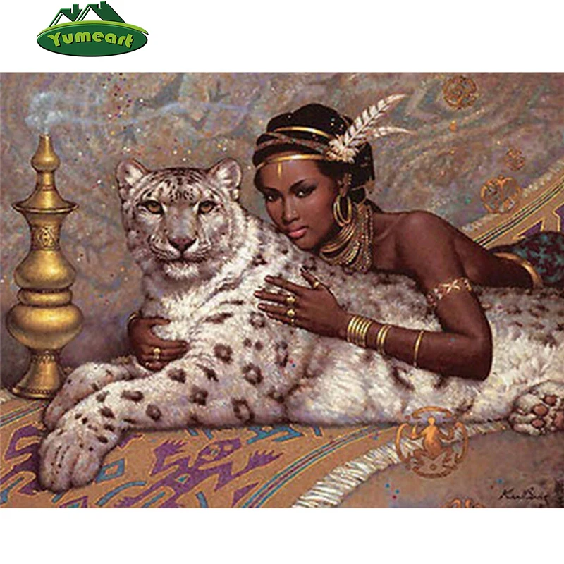 NEW DIY 3D Diamond Painting Hobby Leopard woman India Kit Cross Stitch household decoration resin craft modern Handicraft Canvas