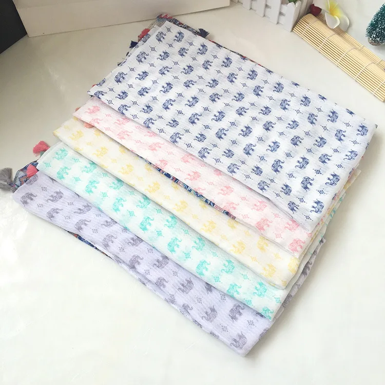 

2018 Fashion colorful elephant Print Scarves Women Tassel Shawls Viscose Hijab Wrap Scarves10pcs/lot Free Shipping