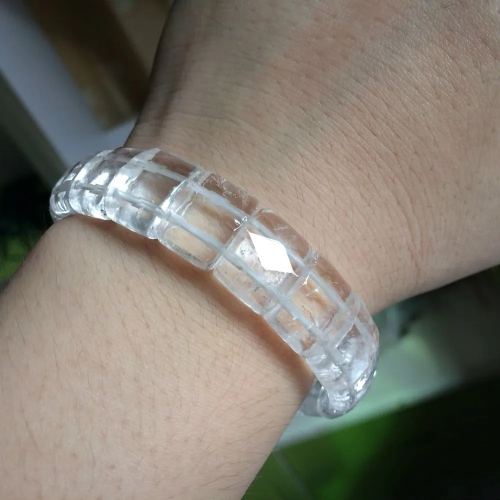 White Rock Quartz/ Crystal Stone Beads Bracelet Natural Gemstone Jewely Bangle For Women For Gift Wholesale
