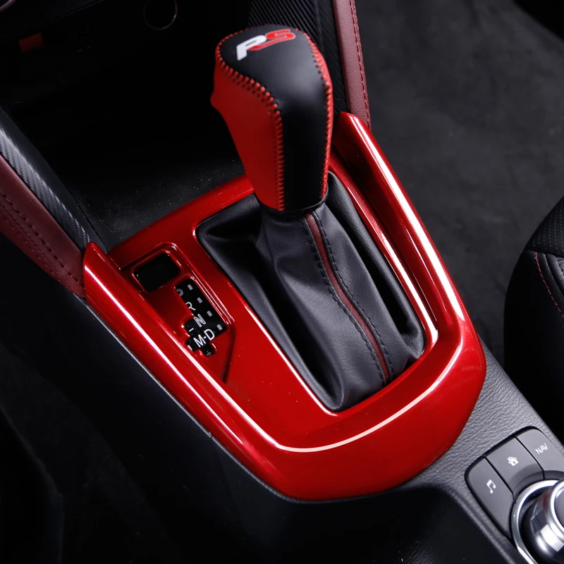 

ABS Red Gear Center Control Shift Panel Sticker Cover Shift Panel LHD For Mazda 2 Demio DL Sedan DJ Hatchback 2016 2017 2018