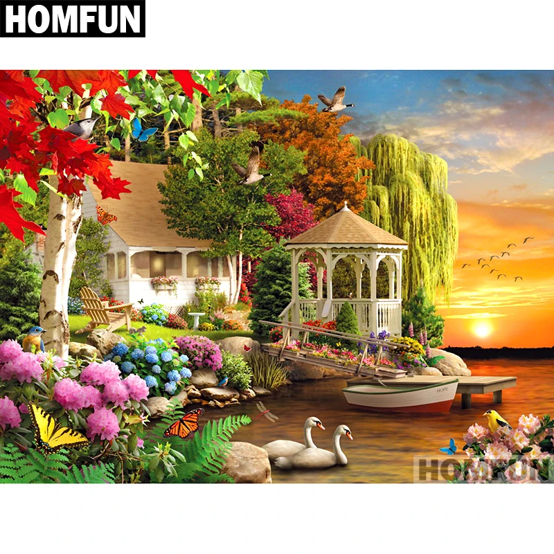 HOMFUN Art pittura diamante 5D fai da te \