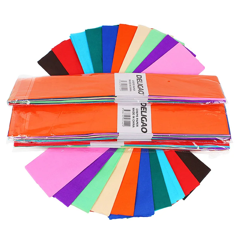 10pcs Mix High Quality Origami Crinkled Crepe Paper Craft DIY Flower Wrapping Fold Scrapbooking Gift Party Decoration Garland