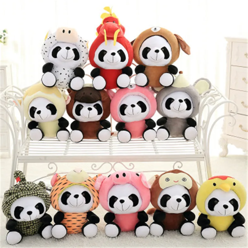 SBB Chinese Zodiac lovely Panda short plush doll Exclusive year Personalized gift wholesale decorativos sofa pillow Bedroom cut