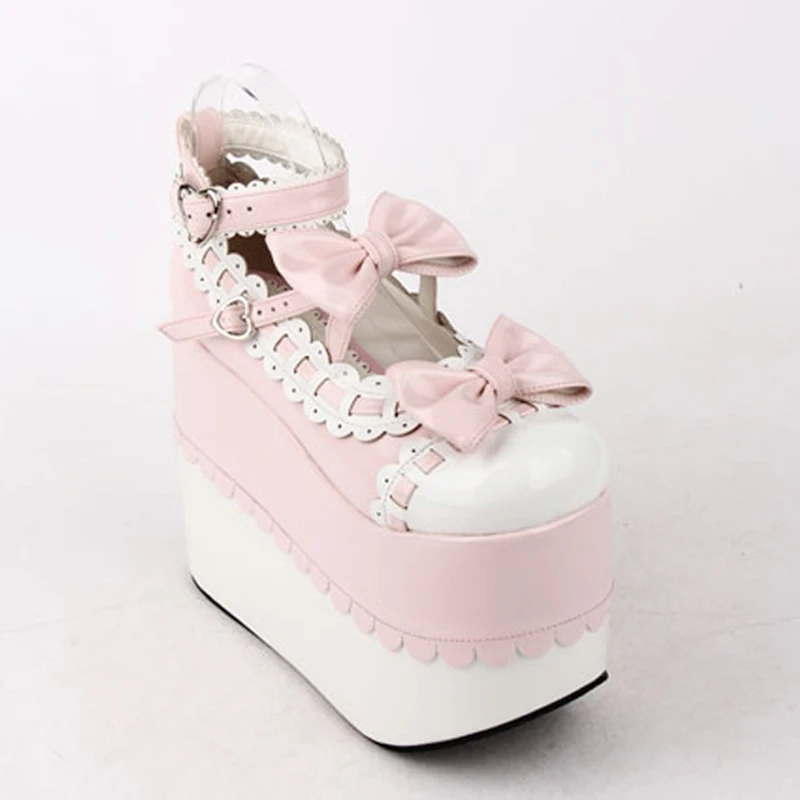 Femminile giappone Anime cameriera Cosplay Lolita scarpe primavera donna zeppe sandali tacchi alti scarpe con plateau in pelle principessa taglie