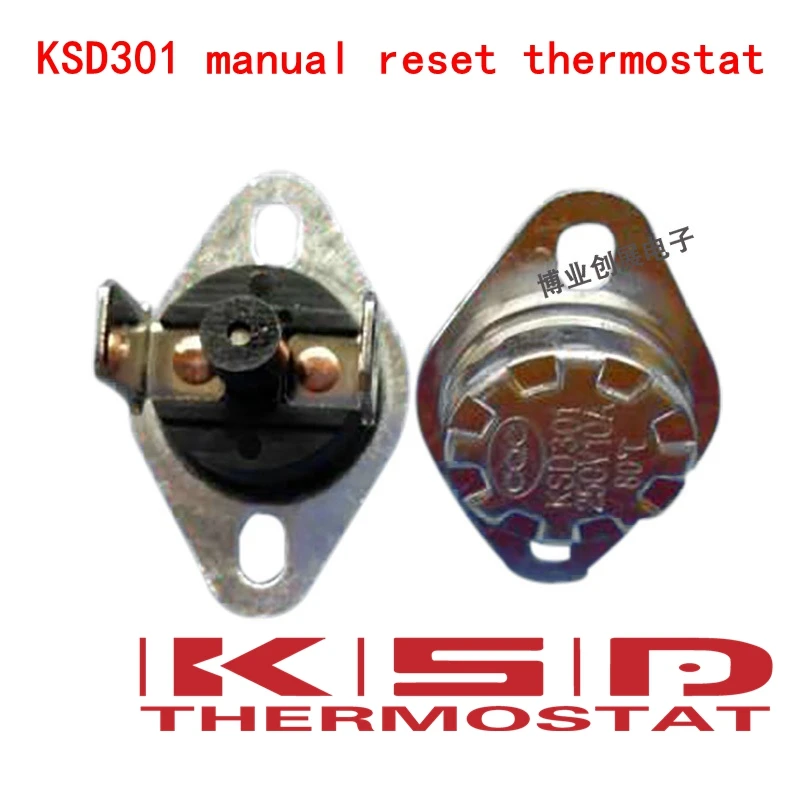 5pcs KSD301/KSD303 97C 97 Degrees Celsius Manual reset Thermostat Normally closed (NC) Temperature switch Temperature control