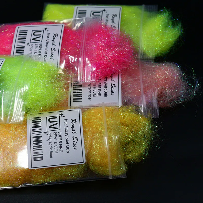 5 Colors/set UV light ice dubbing ultraviolet reflective synthetic Fibers UV colors ice dub fiber Synthetic Fly Tying Materials