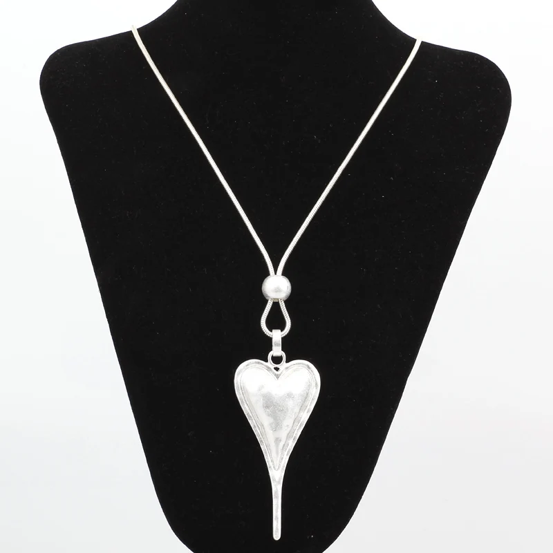 ELOYHI Boho Heart long Pendants Sweater Chain Top Quality Plated For Women Trendy Neckalce&Pendants Gift