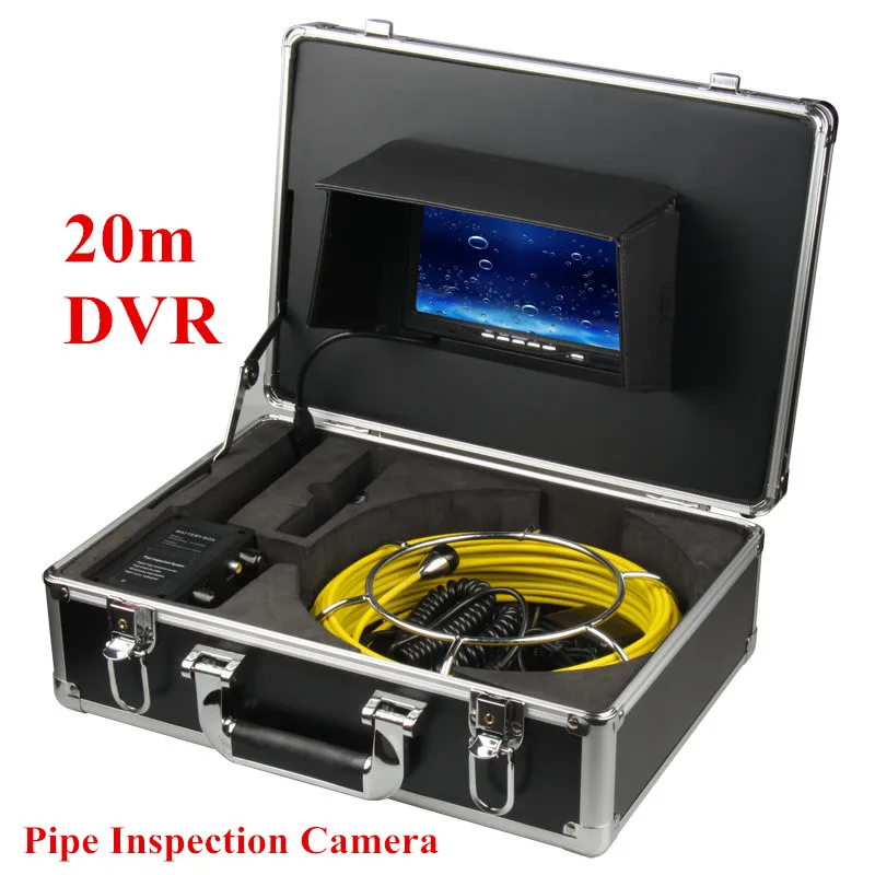 Industrial Endoscope with Push Rod 23mm Lens 7' Color LCD 20M Waterproof Cable Sewer Pipeline Inspection Camera System with DVR