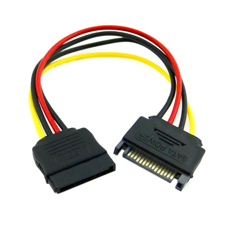 SATAハードディスク電源延長ケーブル,オス-メス,PC用,20cm, 15ピン