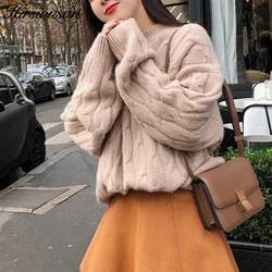 Hirsionsan Sweater Women 2023 Autumn Winter Twist Pattern Knitted Women Pullovers Casual Thicken Warm Soft Jumper Pull Femme