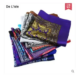35*35CM Mens Pocket Squares Silk Suit Handkerchief Vintage Wedding Britain Style