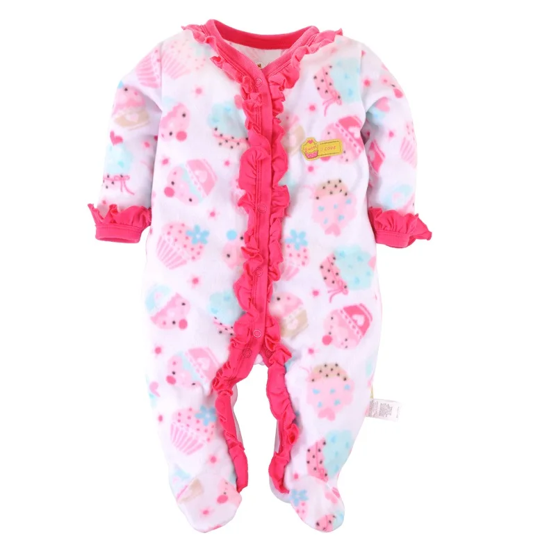 Hooyi New Baby Girls Rompers Fleece Body Warmer Coral velvet Pink Princess Pajamas Sleepwear Comfortable Outfit Foot cover