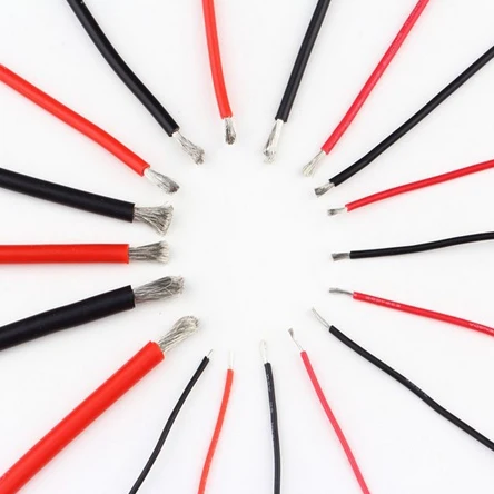كابل سيليكون ناعم مقاوم للحرارة ، 1 متر أحمر 1 متر ، 10awg ، 12awg ، 14awg ، 16awg ، 18awg ، 20awg ، 22awg ، 24awg