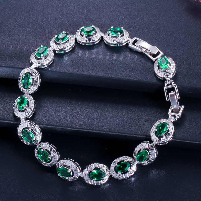 CWWZircons 2022 Newest Design Round Cut Silver Color Cubic Zirconia Crystal Fashion Ladies Bracelet for Women Gift CB027