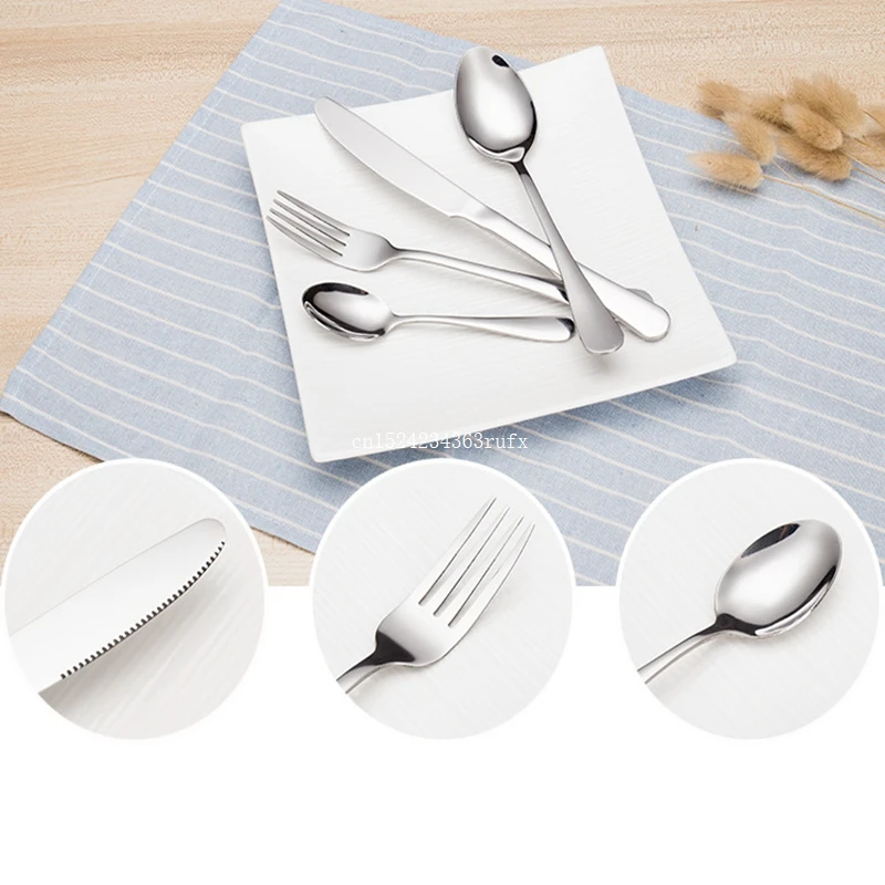 100 Sets Cutlery Set Tableware Stainless Steel Knives Forks Dining Dinner Sets Western Food Restaurant