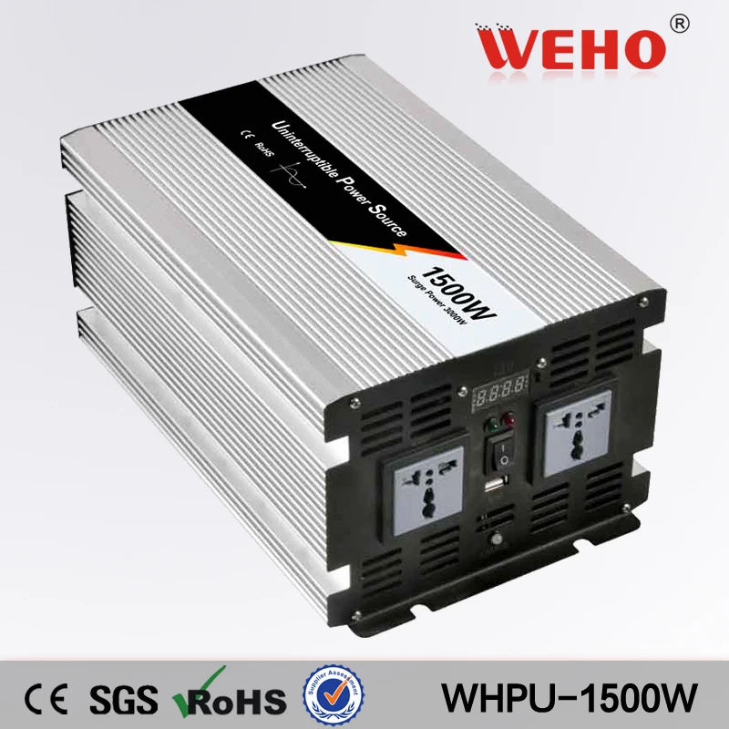 (WHPU-1500W-)12v 24v 48v dc to ac 110v 220v off grid pure sine wave 1500w 50Hz 60Hz power inverter with charger