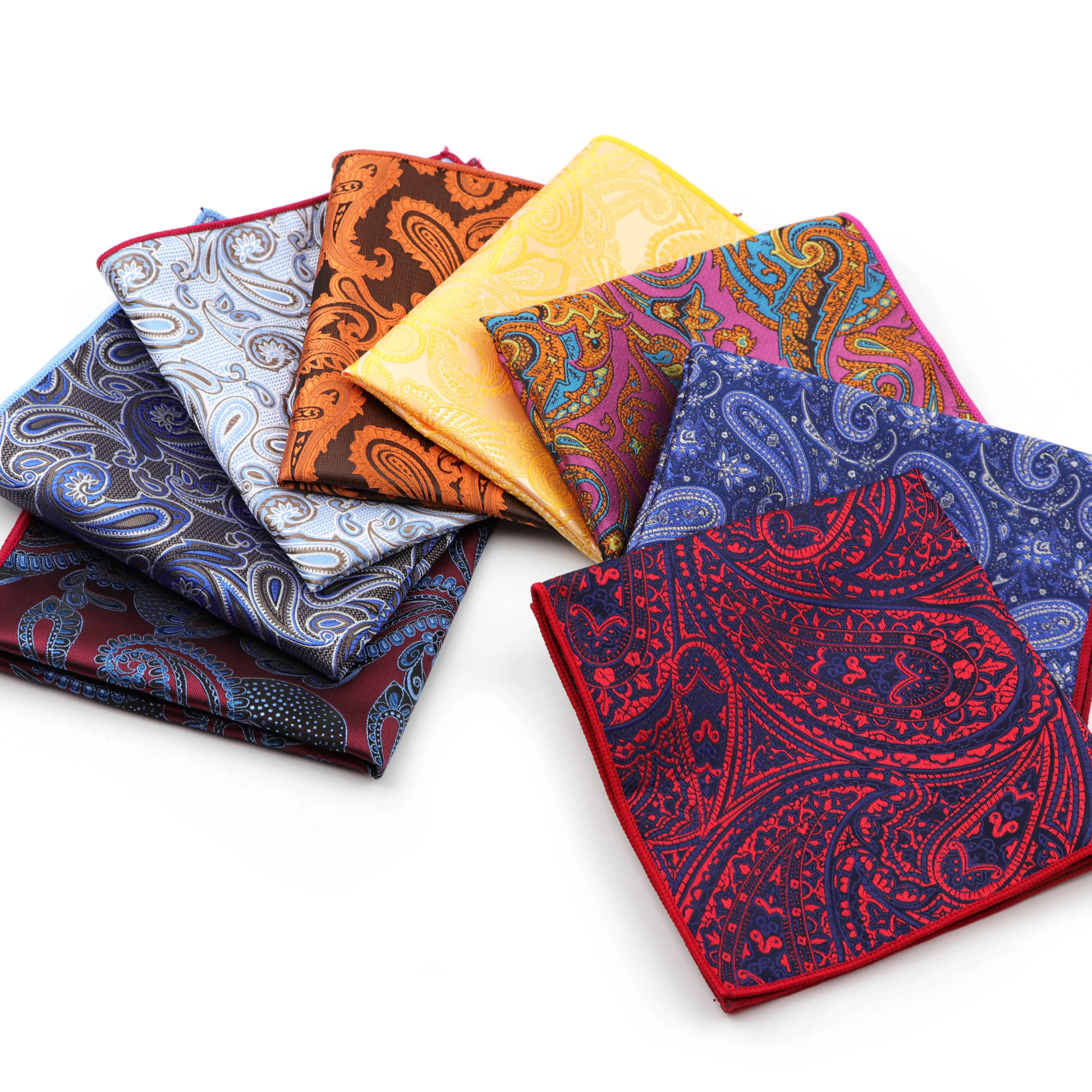 Men's Handkerchief Paisley Polyester Scarves Vintage Fabric Business Pocket Squares Hanky