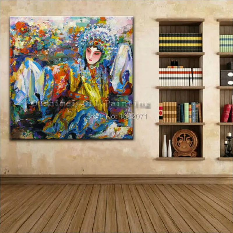 Skills Artist Hand-painted High Quality Knife Painting A Woman Of Chinese Opera Oil Painting On Canvas Peking Opera Oil Painting