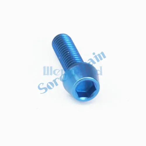 LOT 4 M6 x 20mm Blue TC4 GR5 Titanium Alloy Allen Hex Screw Taper Cone Head Bolts For Bicycle