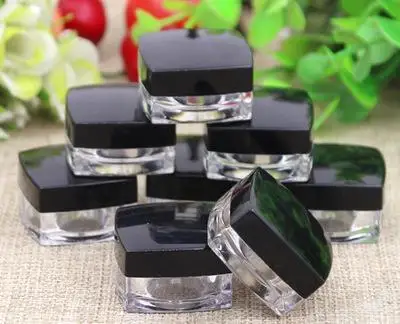 

by DHL 500Pcs/Lot Free shippping New 5G Square Acrylic Cream Jar with Black Cap, 5g Cosmetic Container. 5ml Acrylic Jar